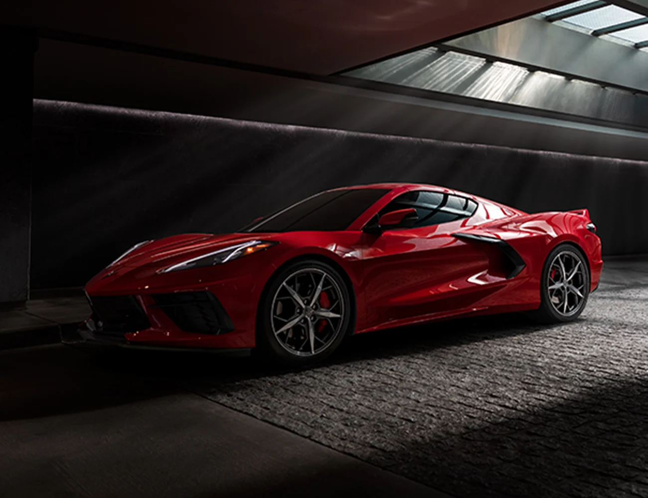 Corvette c8 seitenansicht rot studio